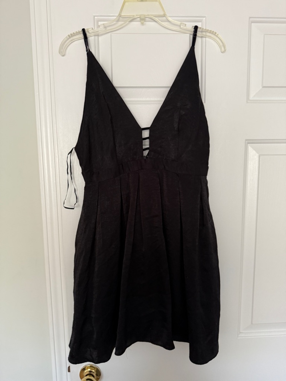 Free People Black V-Neck Strappy Mini Dress